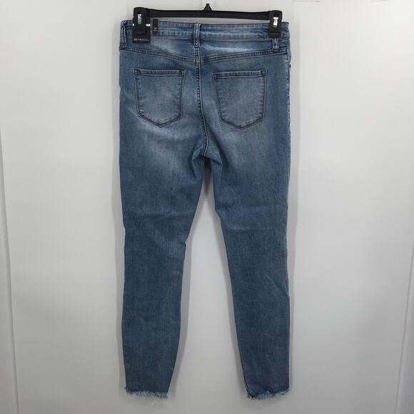 Seethrusoul Stretch Ankle Skinny Distressed Jeans High Rise Blue Size 30 NWT - Picture 2 of 7